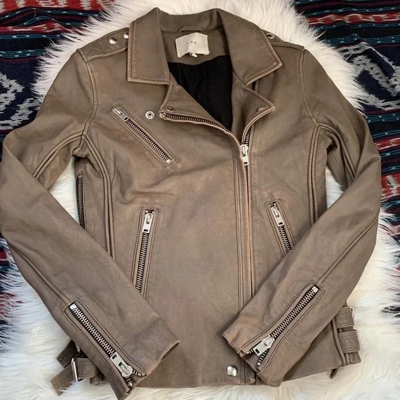 IRO Tara leather biker Moto jacket sz M motorcycle - Picture 2 of 14